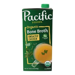 Pacific Foods Organic Unsalted Chicken Bone Broth, 32 oz Carton