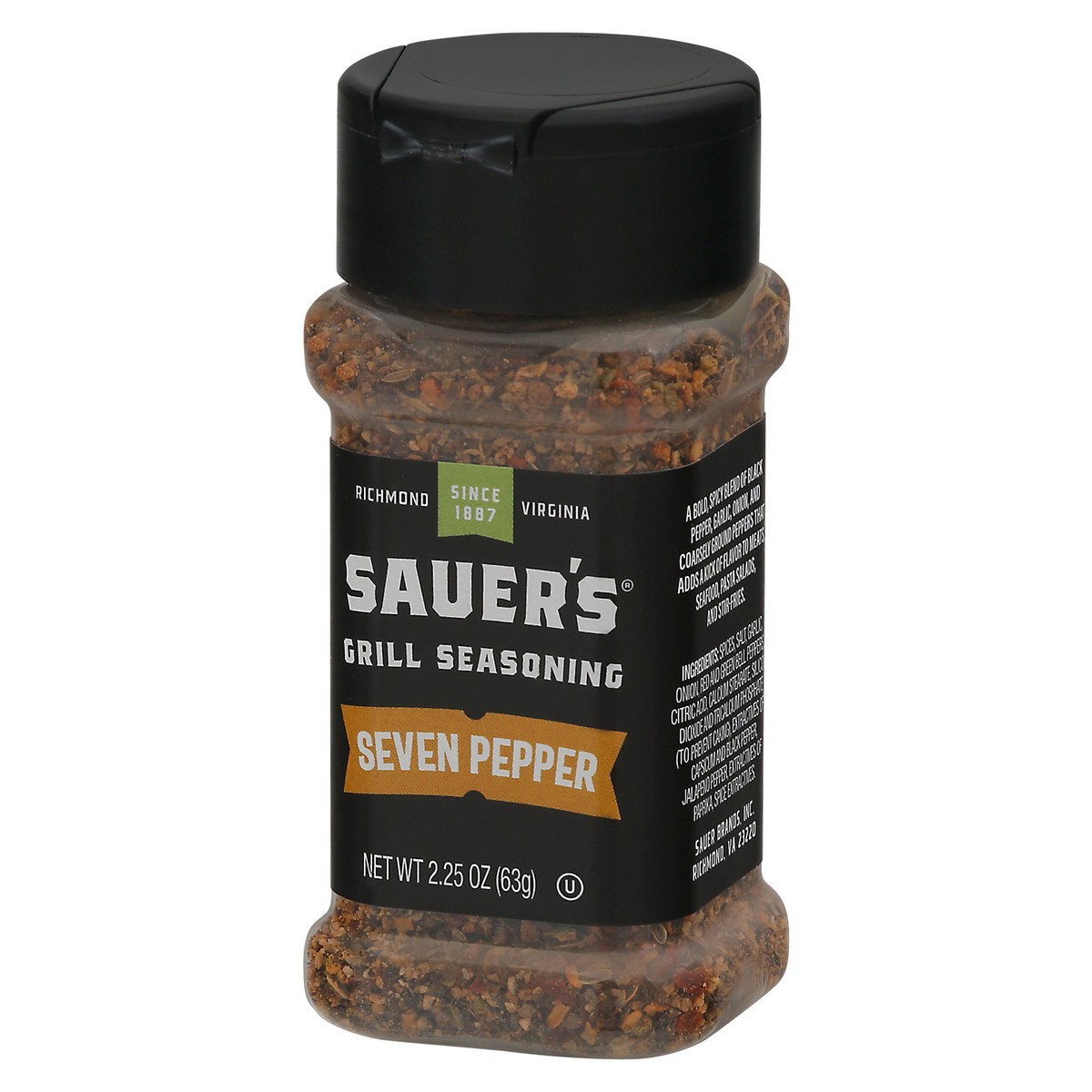 slide 8 of 9, Sauer's Seven Pepper Grill Seasoning 2.25 oz Bottle, 2.25 oz