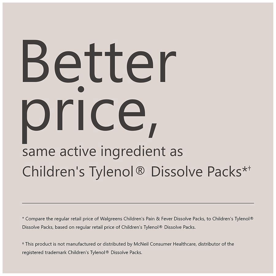 slide 3 of 5, Walgreens Children's Pain + Fever Dissolve Packs, 18 ct