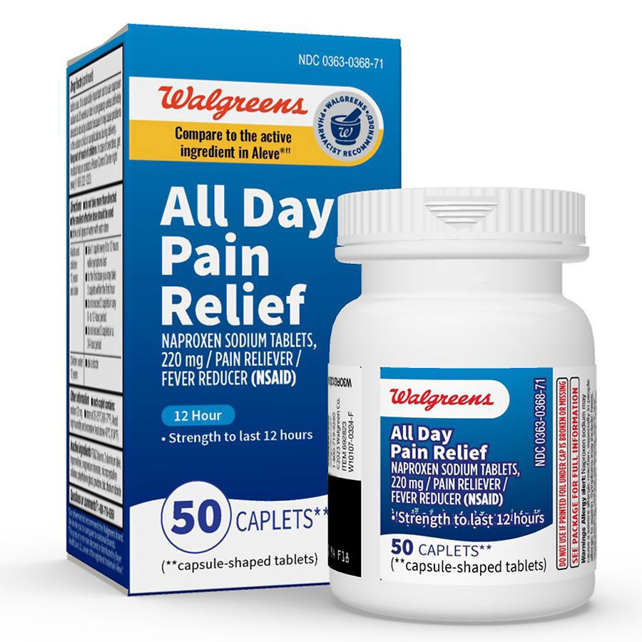 slide 3 of 5, Walgreens All Day Pain Relief, Naproxen Sodium Tablets, 50 ct