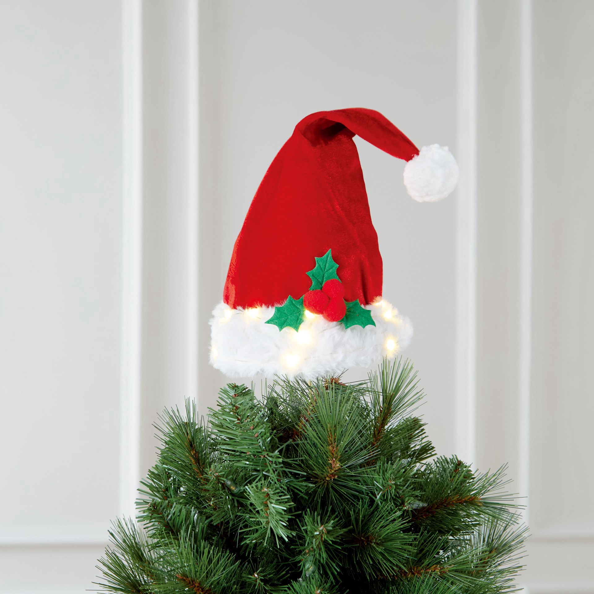 slide 3 of 4, 9" Santa Hat Lighted Tree Topper By Ashland, 8.9 in