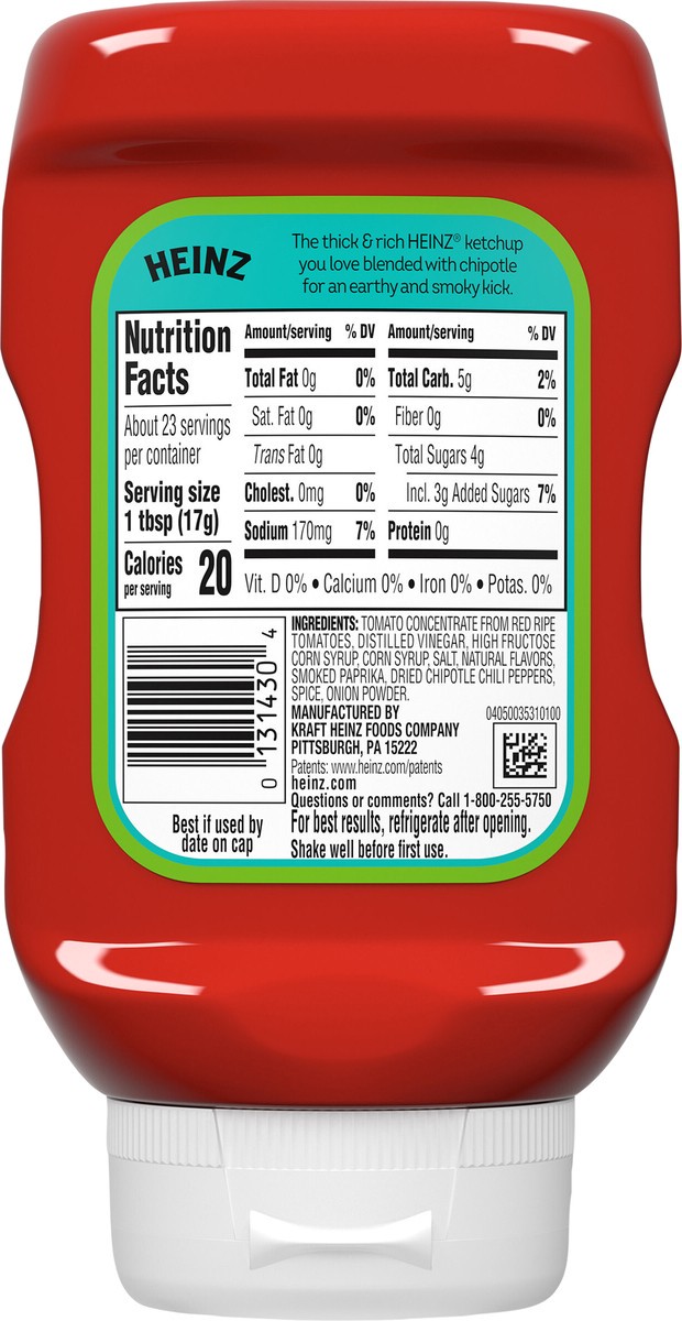 slide 10 of 15, Heinz Tomato Ketchup Blended With Chipotle, 14 oz Squeeze Bottle, 14 oz