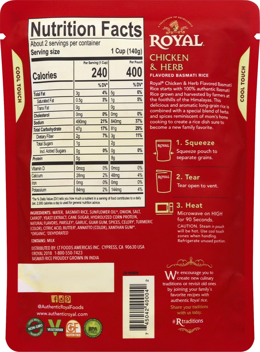 slide 6 of 9, Royal Chicken & Herb Basmati Rice, 8.5 Oz., 1 ct