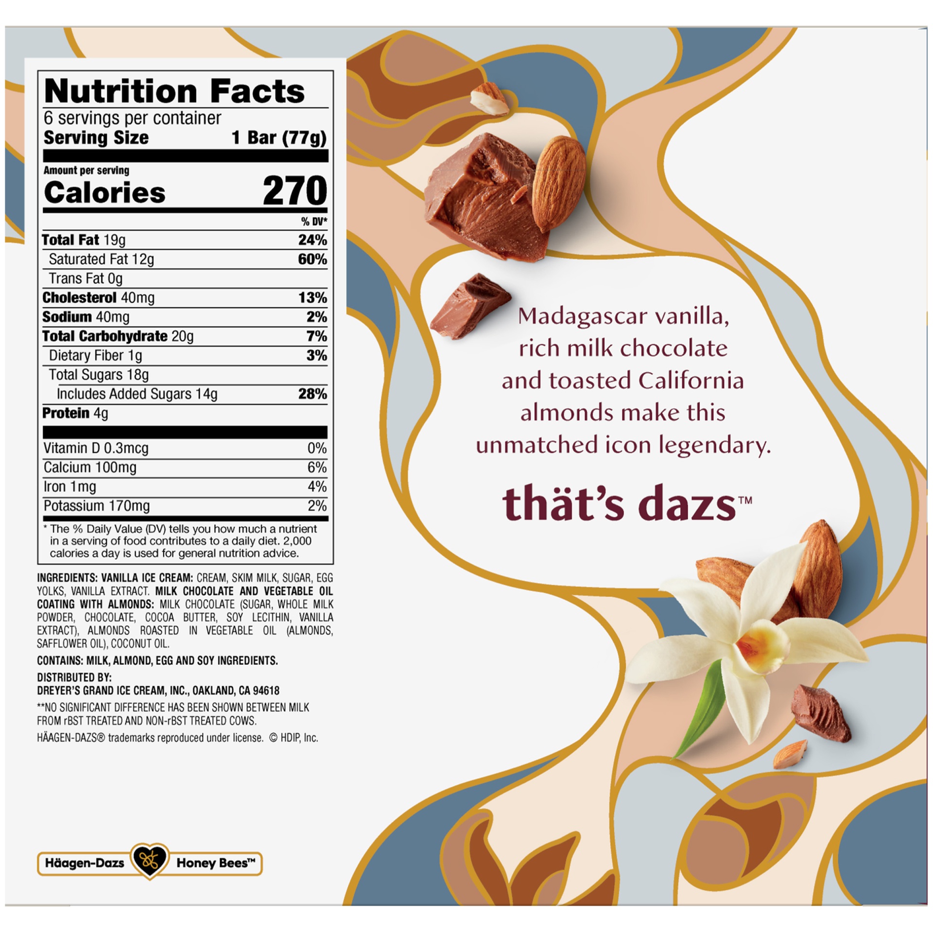slide 4 of 7, Haagen-Dazs Vanilla Milk Chocolate Almond Ice Cream Bars, 6 ct; 3 fl oz