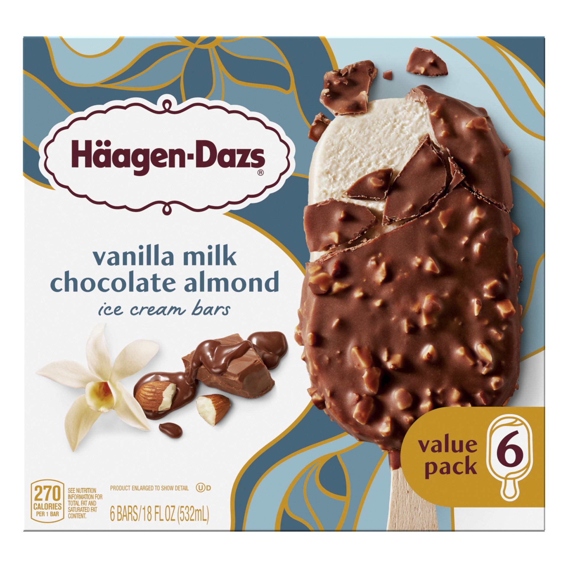 slide 1 of 7, Häagen-Dazs Vanilla Milk Chocolate Almond Ice Cream Bars 6 - 3 fl oz Packs, 6 ct