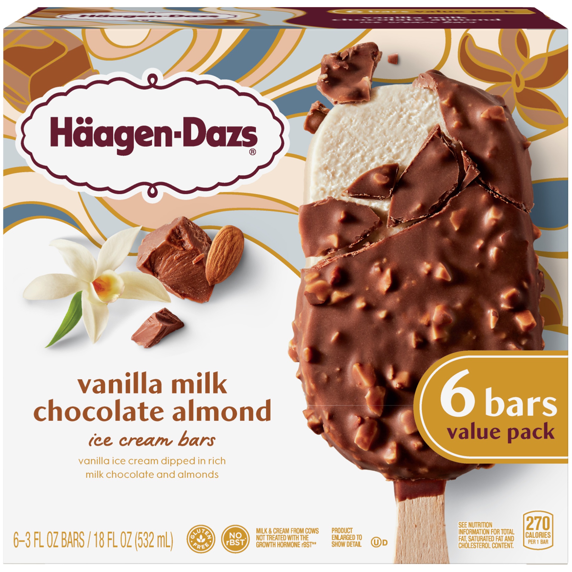 slide 1 of 7, Haagen-Dazs Vanilla Milk Chocolate Almond Ice Cream Bars, 6 ct; 3 fl oz