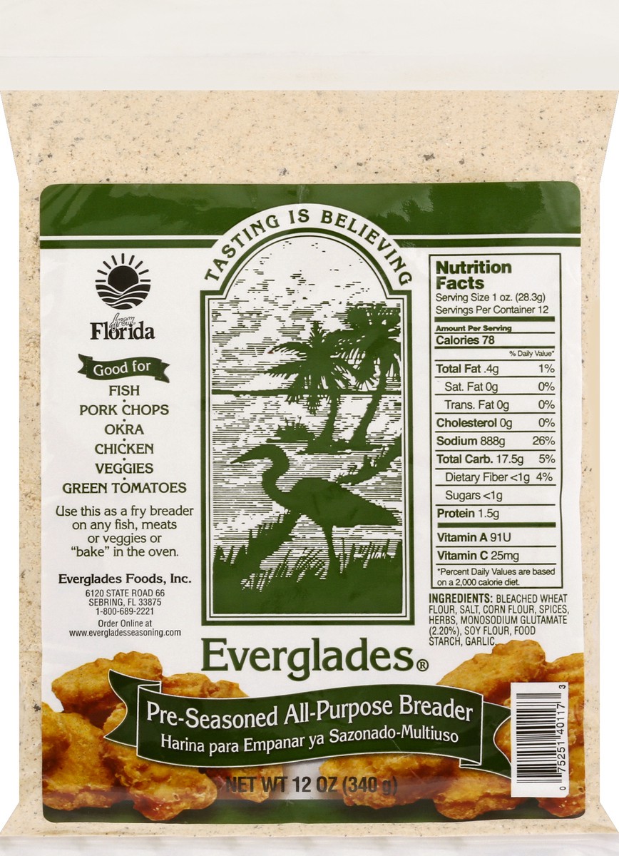 slide 4 of 6, Everglades Pre-Seasoned All-Purpose Breader 12 oz, 12 oz