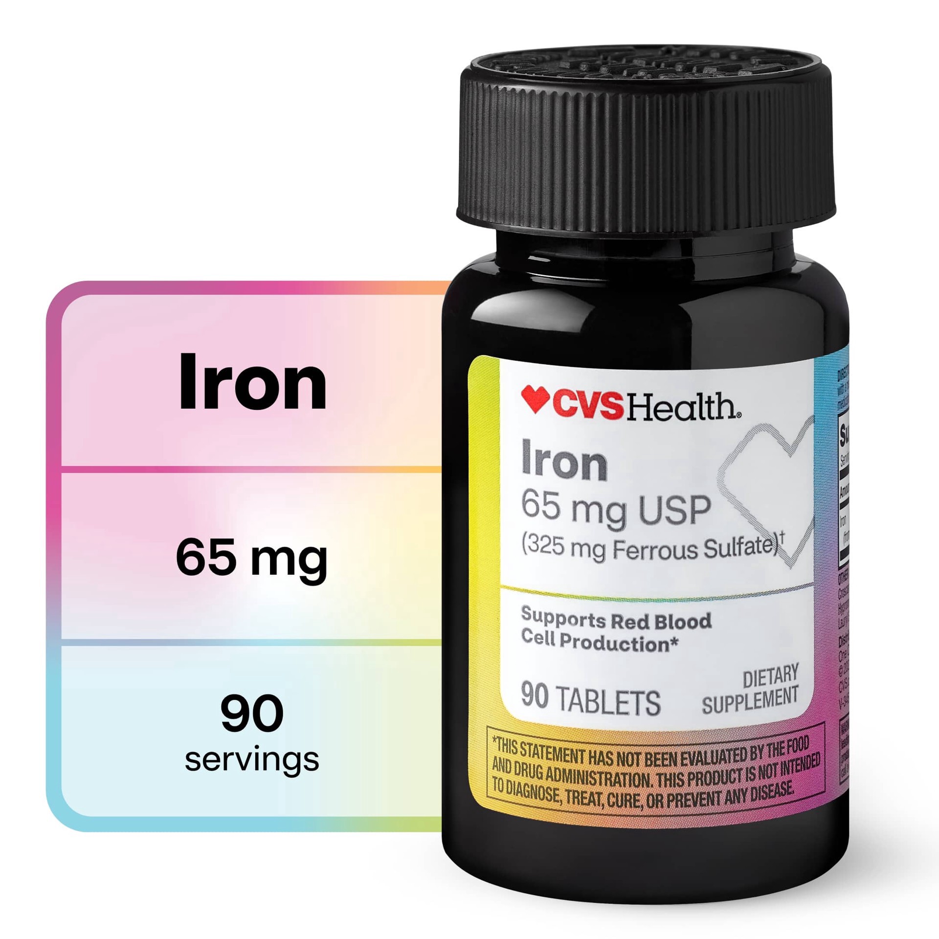 slide 1 of 1, CVS Health Iron Tablets, 90 Ct, 1 ct