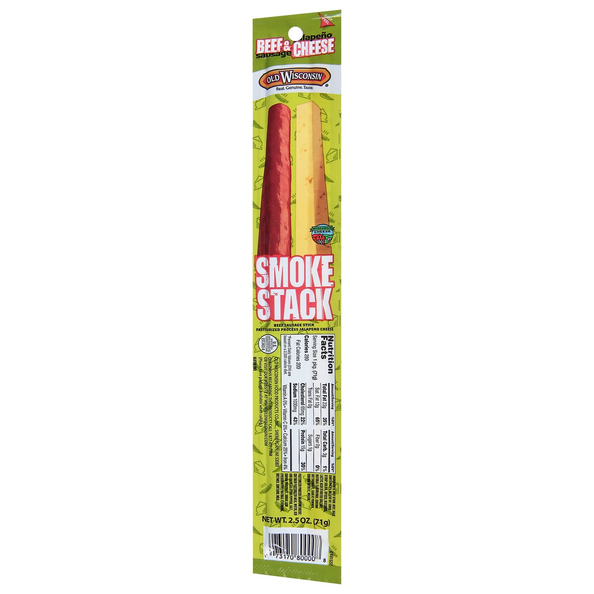 slide 3 of 9, Old Wisconsin Beef Stick & Jalapeno Cheese Smokestack, 2.5 Oz, 1 ct