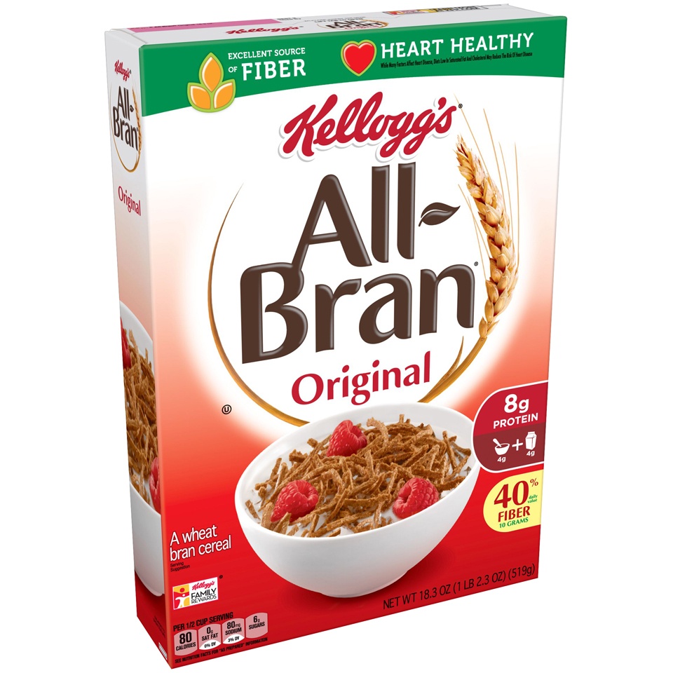 slide 2 of 7, All-Bran Original Natural Wheat Bran Breakfast Cereal - Kellogg's, 18.3 oz