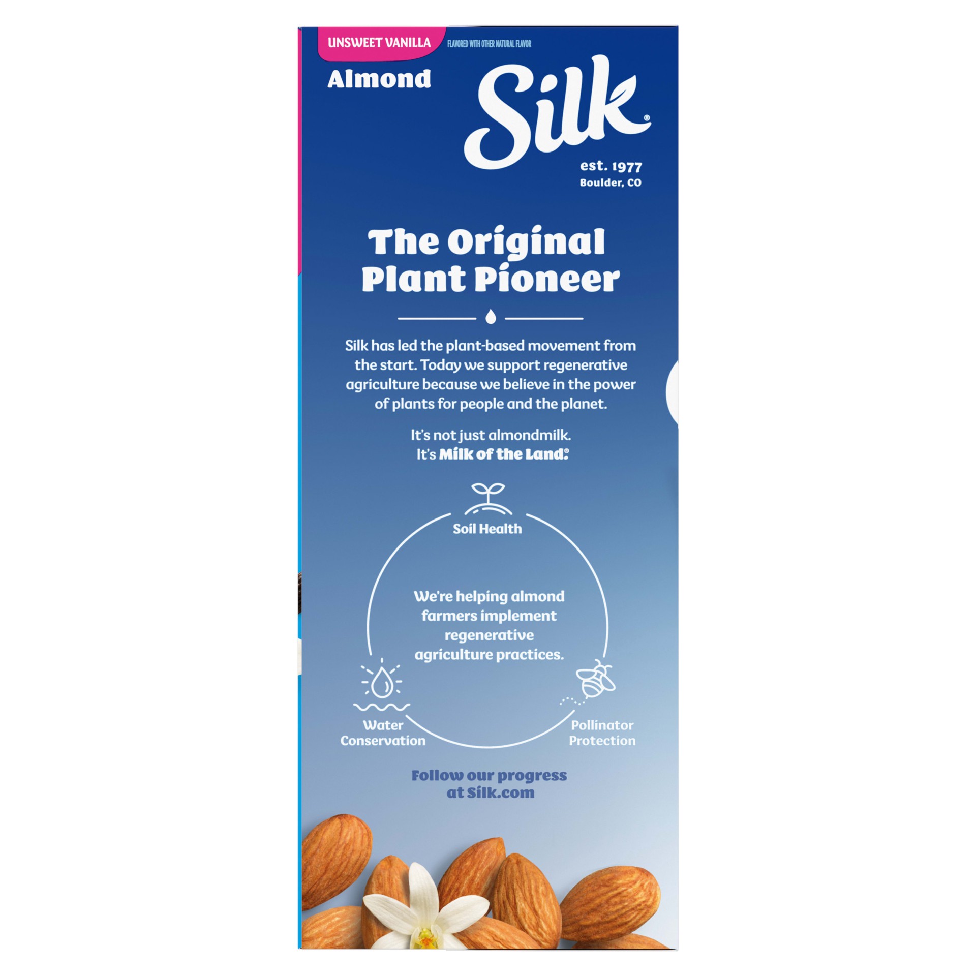 slide 3 of 5, Silk Almond Milk, Vanilla Unsweetened, Dairy-Free, Vegan, Non-GMO Project Verified, Half Gallon, 2 Pack, 64 fl oz