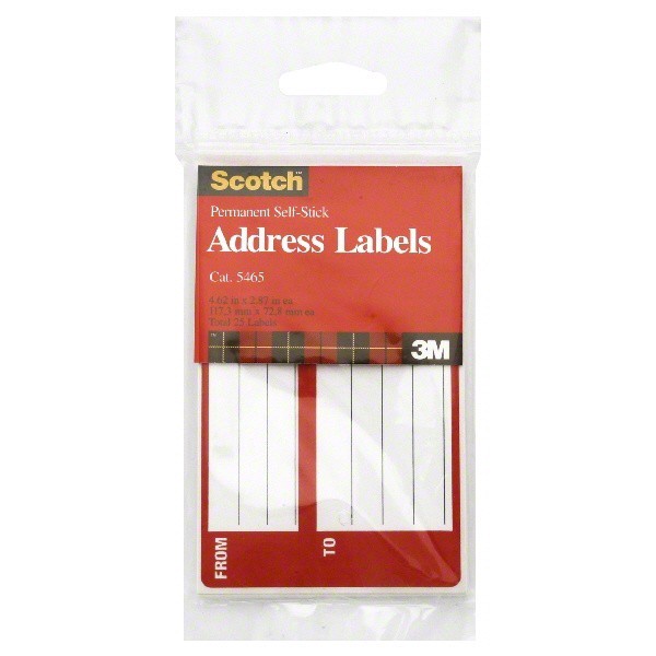 slide 1 of 1, Scotch Permanent Self-Stick Address Labels, 25 ct