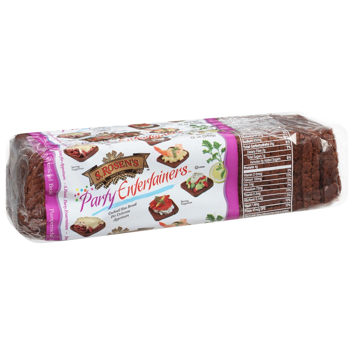 slide 9 of 9, S. Rosen's Pumpernickel Cocktail Rye Bread, 12 oz