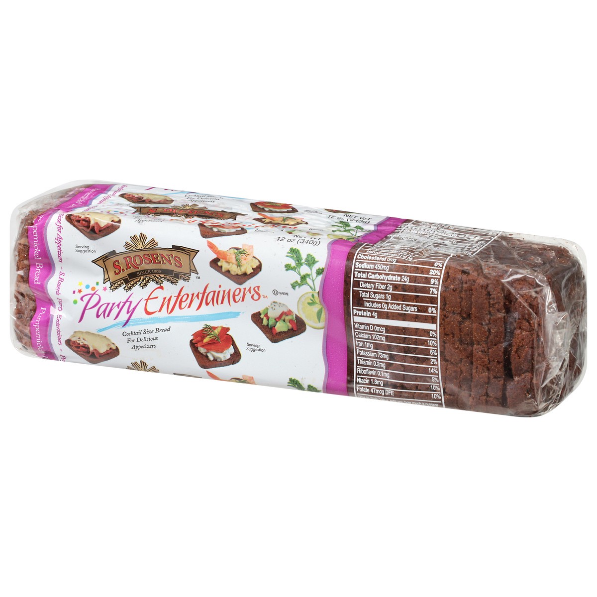 slide 3 of 9, S. Rosen's Pumpernickel Cocktail Rye Bread, 12 oz