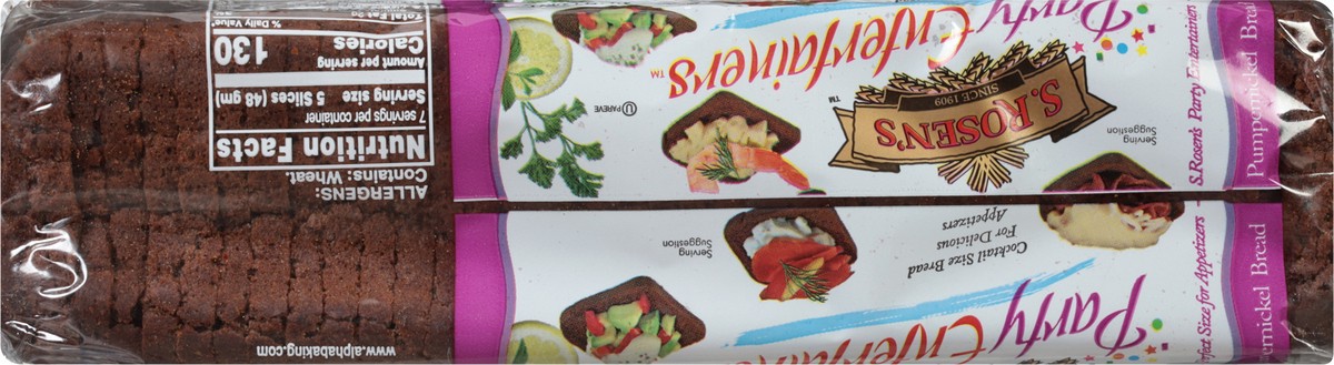 slide 6 of 9, S. Rosen's Pumpernickel Cocktail Rye Bread, 12 oz