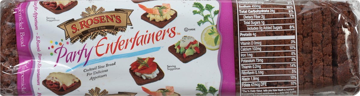 slide 2 of 9, S. Rosen's Pumpernickel Cocktail Rye Bread, 12 oz