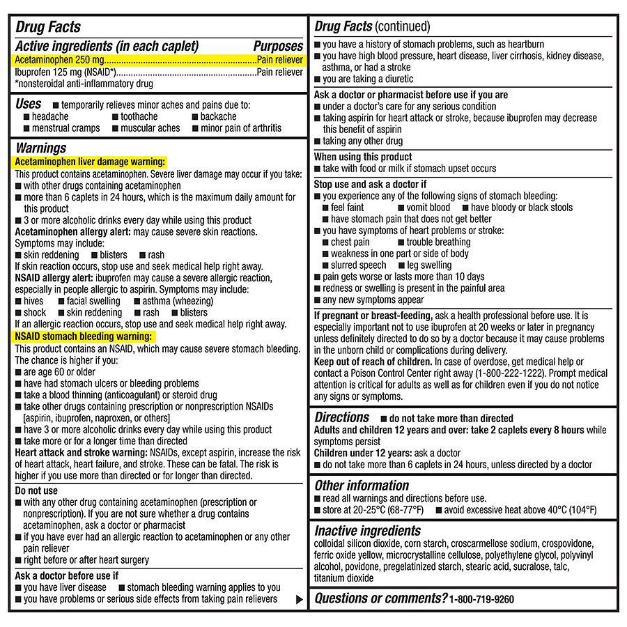 slide 5 of 5, Walgreens Dual Action Acetaminophen and Ibuprofen (NSAID) Tablets, 144 ct