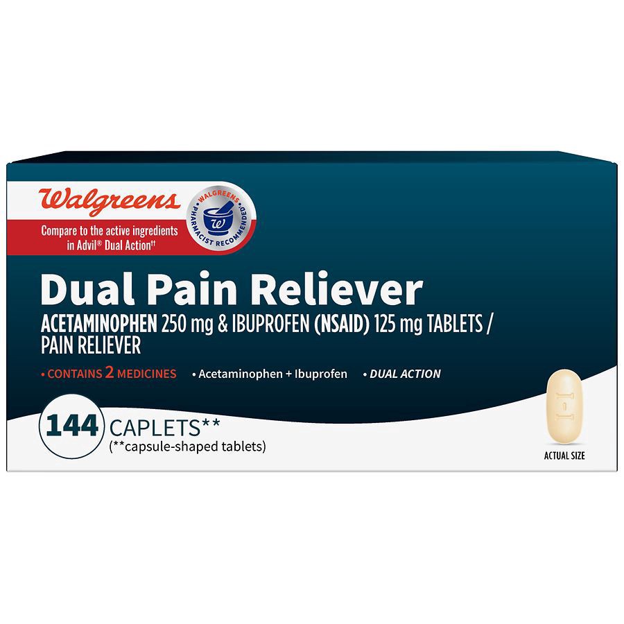 slide 1 of 5, Walgreens Dual Action Acetaminophen and Ibuprofen (NSAID) Tablets, 144 ct
