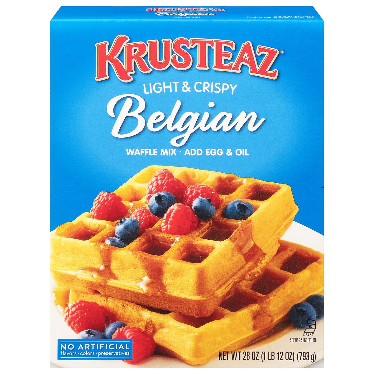 slide 1 of 8, Krusteaz Light & Crispy Belgian Waffle Mix, 28 oz