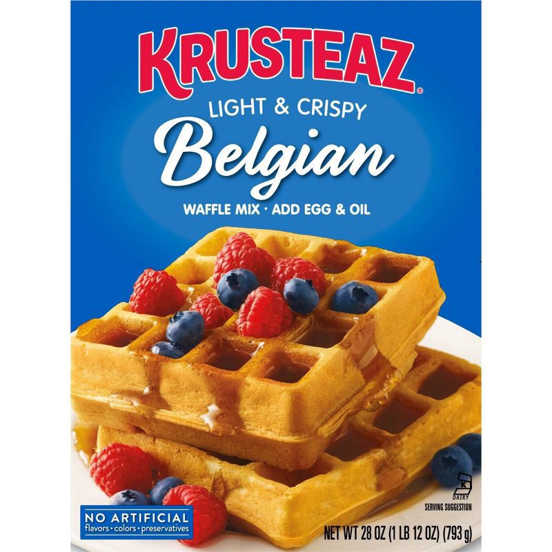 slide 1 of 9, Krusteaz Belgian Waffle Mix, 28 oz