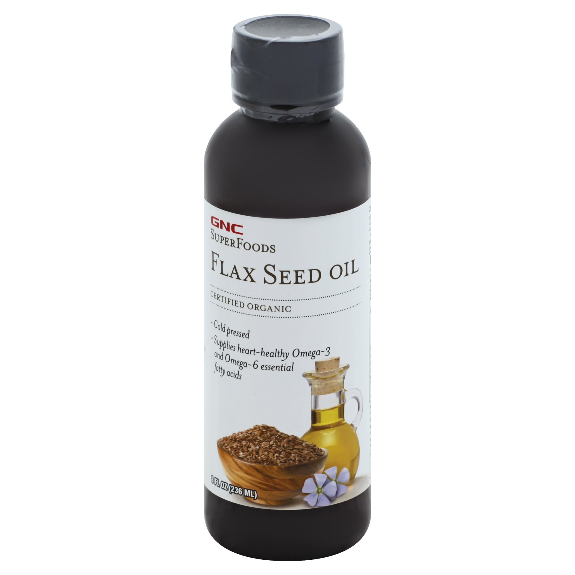 slide 1 of 1, GNC Natural Brand Certified Organic Flax Seed Oil, 8 fl oz