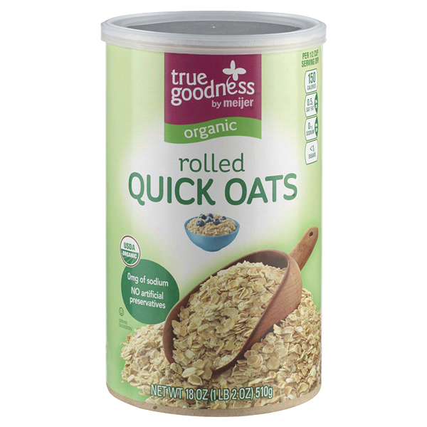 slide 1 of 1, True Goodness Organic Rolled Quick Oats, 18 oz