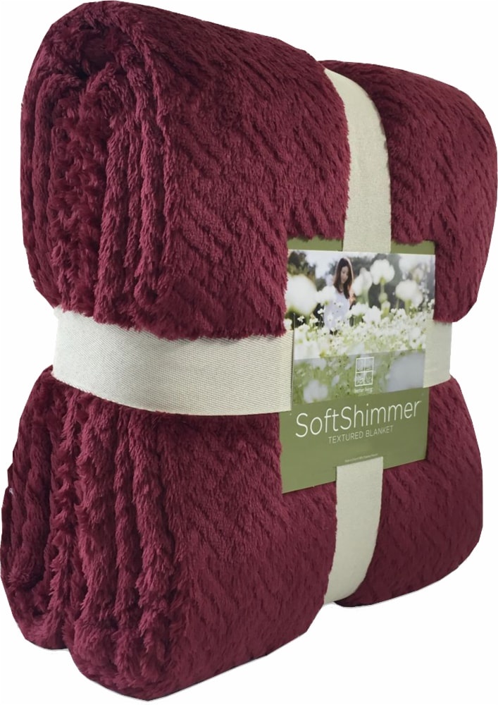 slide 1 of 1, Berkshire Blanket Soft Shimmer Microplush Textured Blanket - Wine, Twin Size