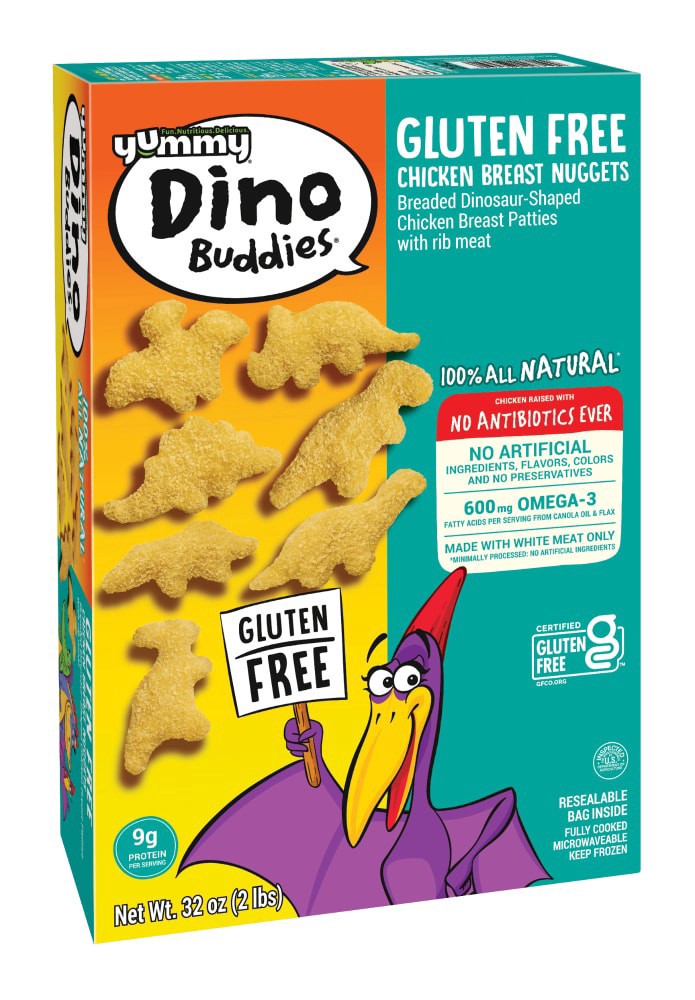 slide 2 of 3, Yummy Gluten Free Dinosaur-Shaped Chicken Breast Nuggets, 32 oz, 32 oz
