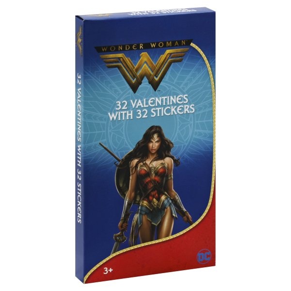 slide 1 of 1, Paper Magic Dc Wonder Woman Valentines With Stickers, 64 ct