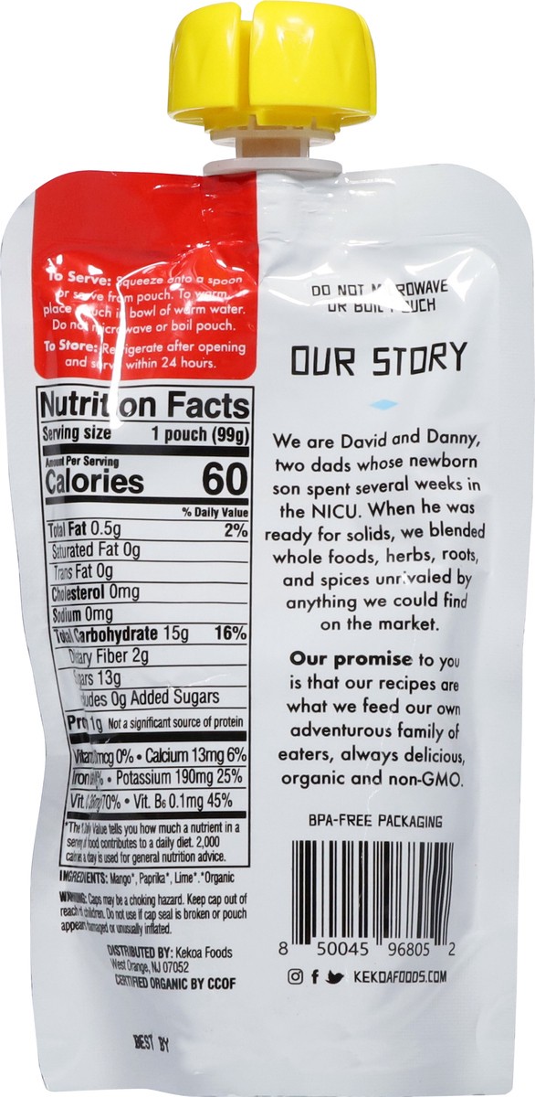 slide 11 of 13, Kekoa Foods Organic Mango Paprika Pureed Food with a Hint of Lime 3.5 oz, 3.5 oz