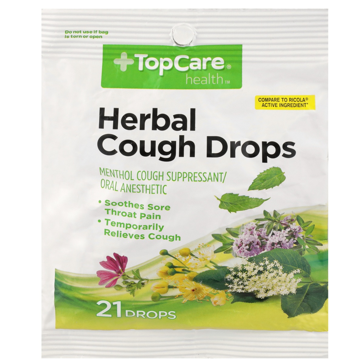 slide 1 of 1, TopCare Health Herbal Cough Drops, 21 ct