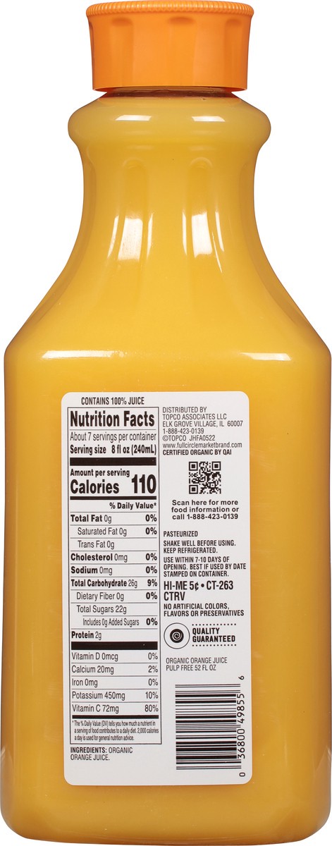 slide 13 of 14, Full Circle Market Organic Pulp Free Orange 100% Juice - 52 fl oz, 52 fl oz
