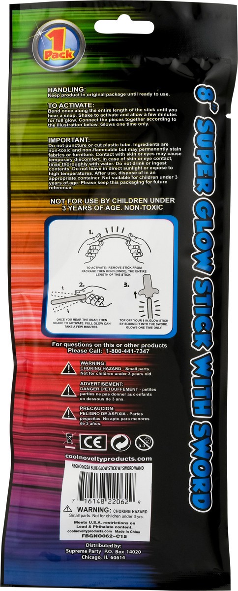 slide 3 of 9, Supreme Blue Glow Sword, 1 ct