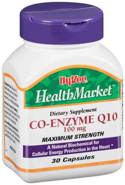 slide 1 of 1, Hy-Vee HealthMarket Co-Enzyme Q10 100Mg Dietary Supplement Capsules, 30 ct