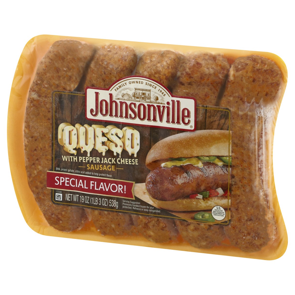 slide 3 of 9, Johnsonville Queso with Pepper Jack Cheese Sausage 19 oz, 19 oz