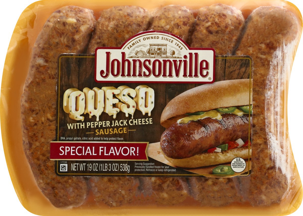 slide 3 of 9, Johnsonville Queso with Pepper Jack Cheese Sausage 19 oz, 19 oz