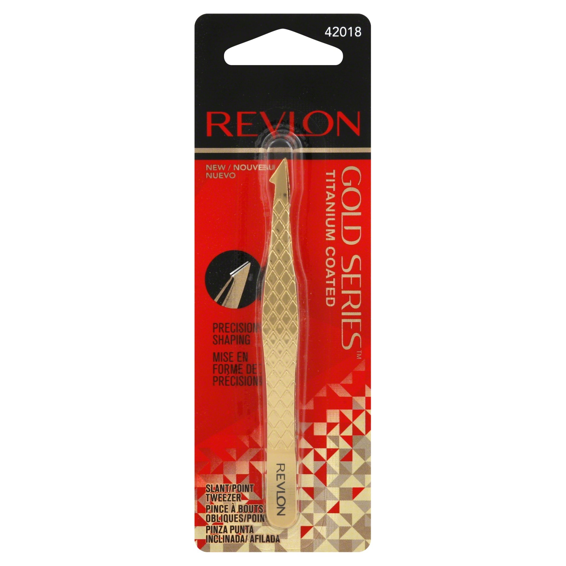 slide 1 of 1, Revlon Gold Series Titanium Coated Tweezers, 1 ct