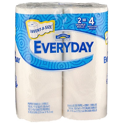 slide 1 of 1, Hill Country Fare Everyday Double Roll Paper Towels, 2 ct