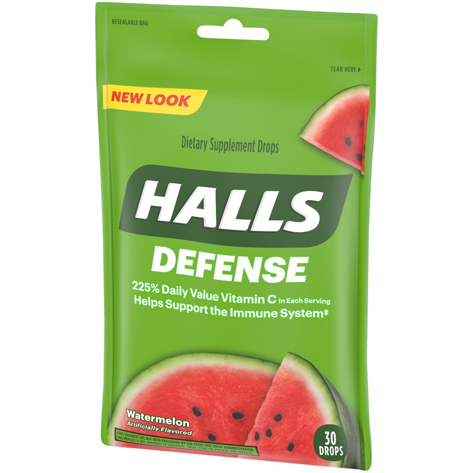 slide 4 of 4, Halls Defense Vitamin C Watermelon Cough Drops, 30 ct
