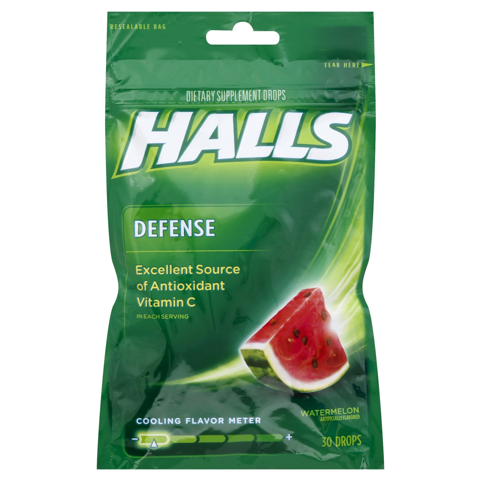 slide 1 of 4, Halls Defense Vitamin C Watermelon Cough Drops, 30 ct