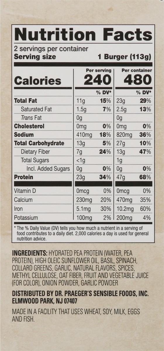 slide 2 of 9, Dr. Praeger's Chick'N Spinach Pesto Burger 2 - 4 Oz Burgers, 1 ct