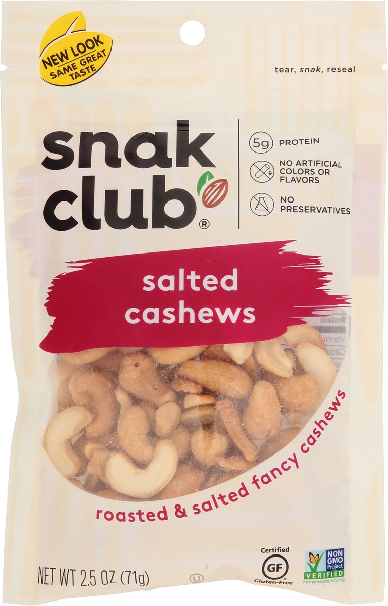 slide 2 of 12, Snak Club Salted Cashews 2.5 oz, 2.5 oz