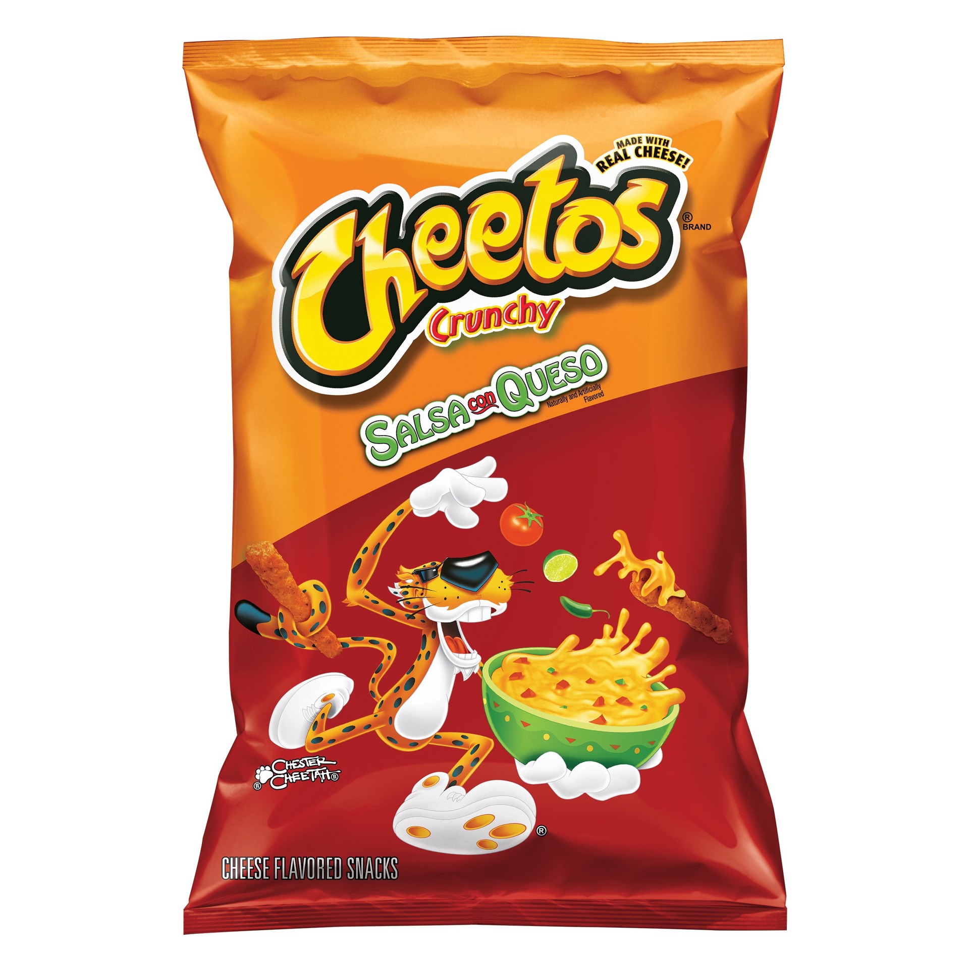 slide 1 of 7, Cheetos Crunchy Salsa Con Queso Cheese Flavored Snack 8.5 Ounce Plastic Bag, 8.5 oz