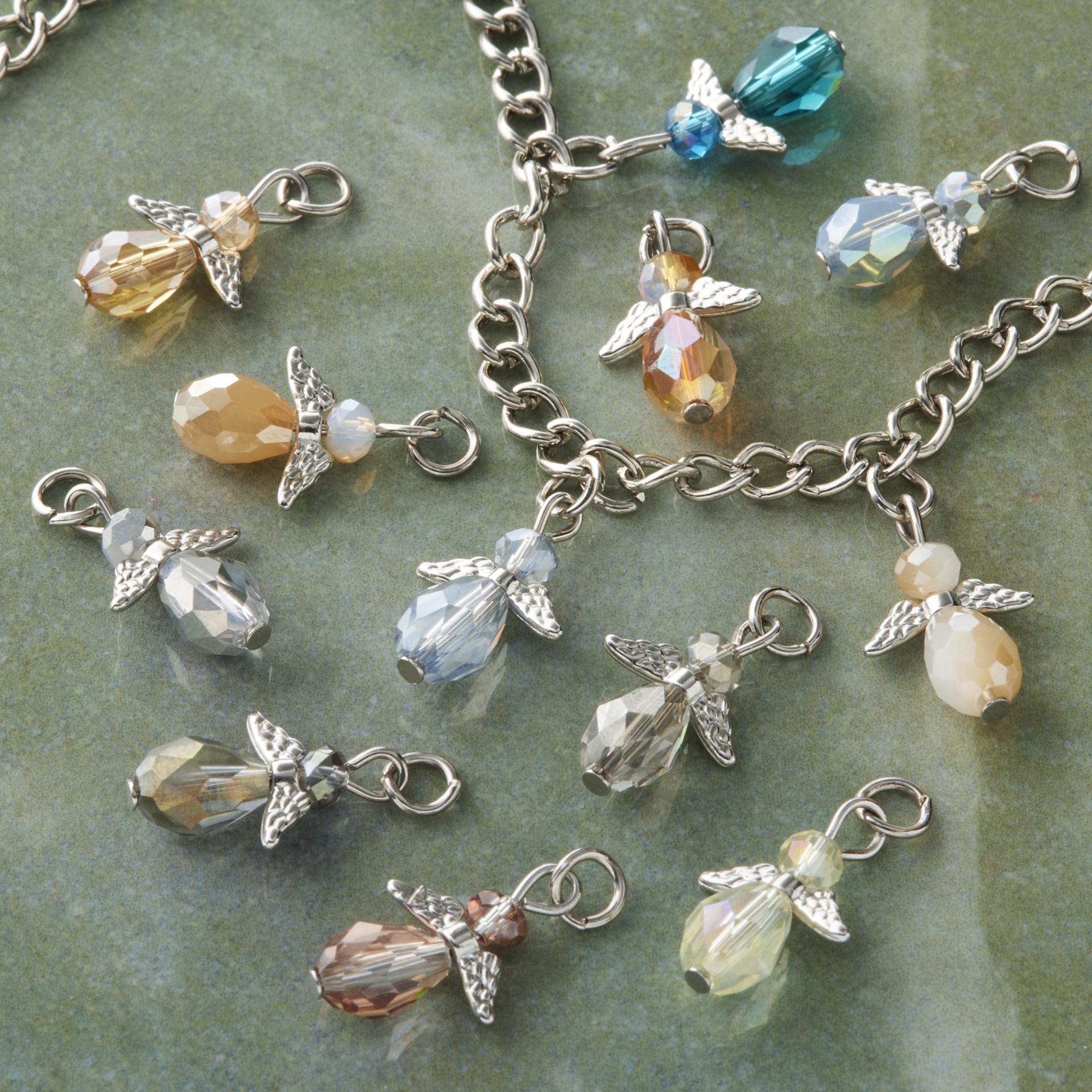 slide 2 of 2, Charmalong Multicolor Rhodium Angel Drop Charms By Bead Landing, 4mm x 16mm