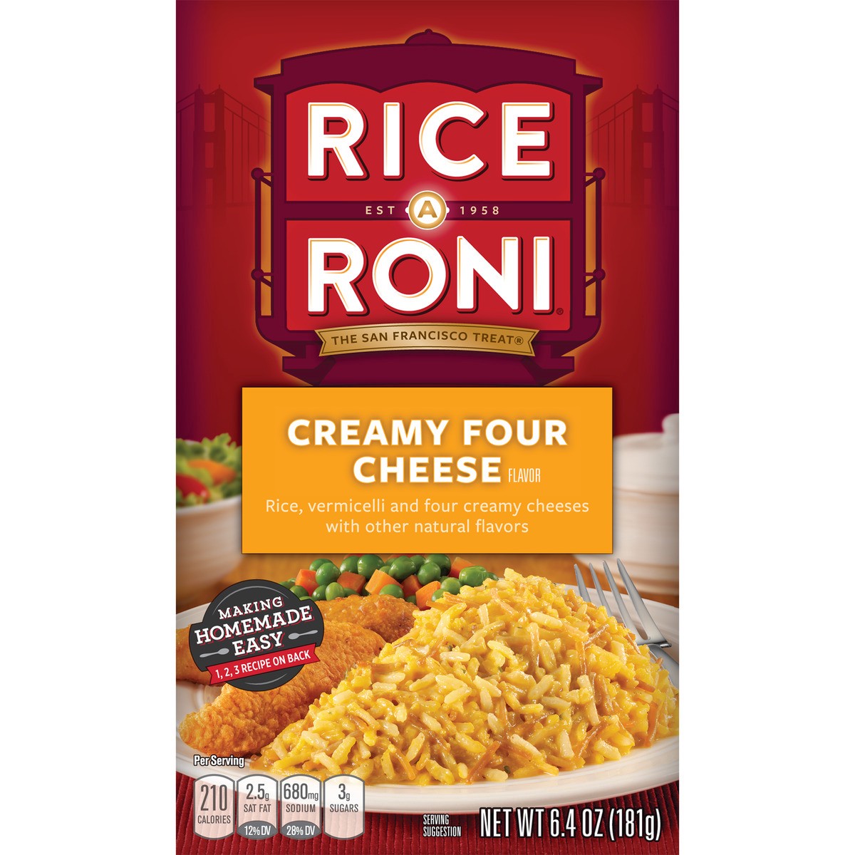 slide 7 of 9, Rice-A-Roni Rice Mix, Four Cheese, 6.4 oz