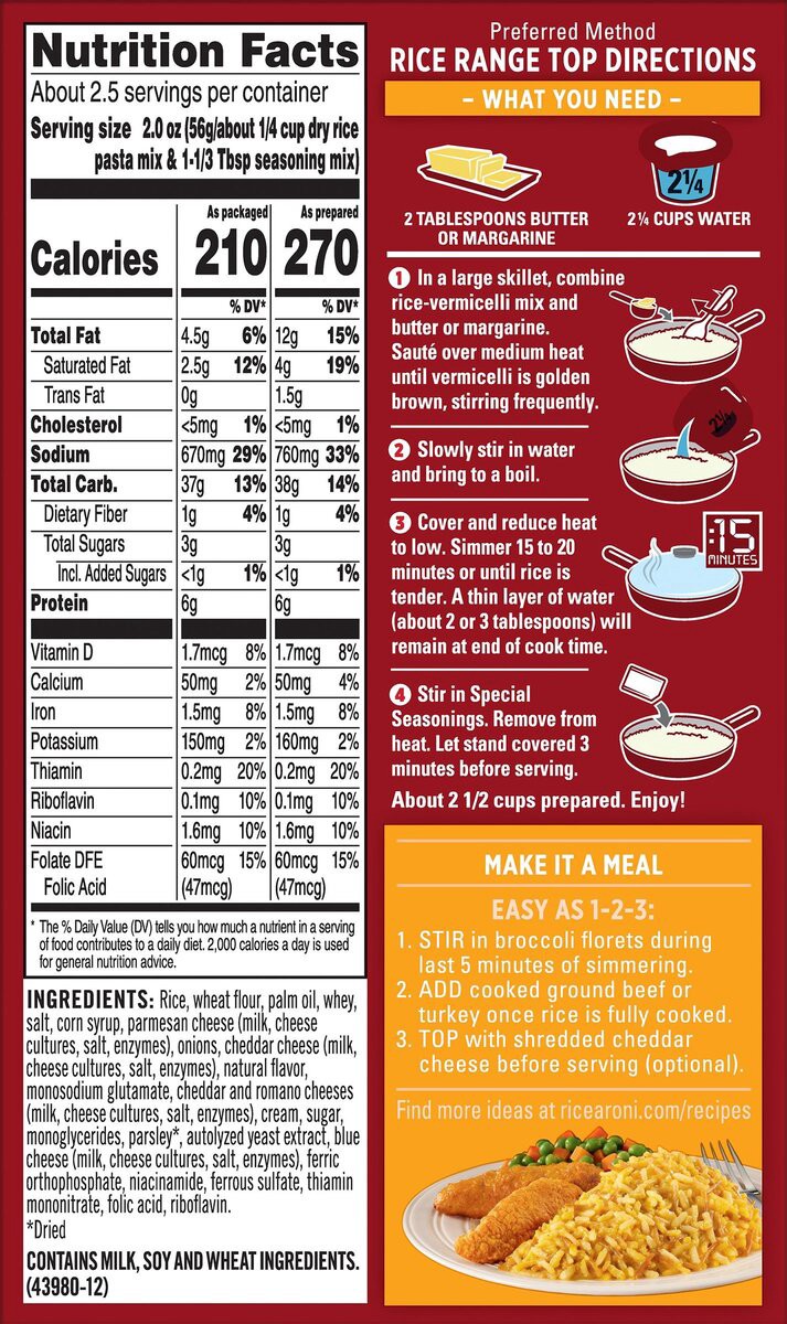 slide 4 of 9, Rice-A-Roni Rice Mix, Four Cheese, 6.4 oz