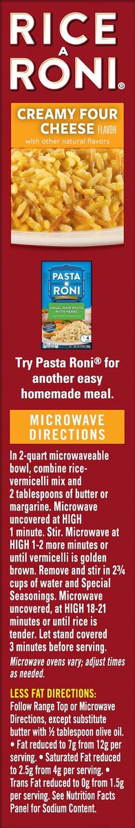 slide 3 of 9, Rice-A-Roni Rice Mix, Four Cheese, 6.4 oz