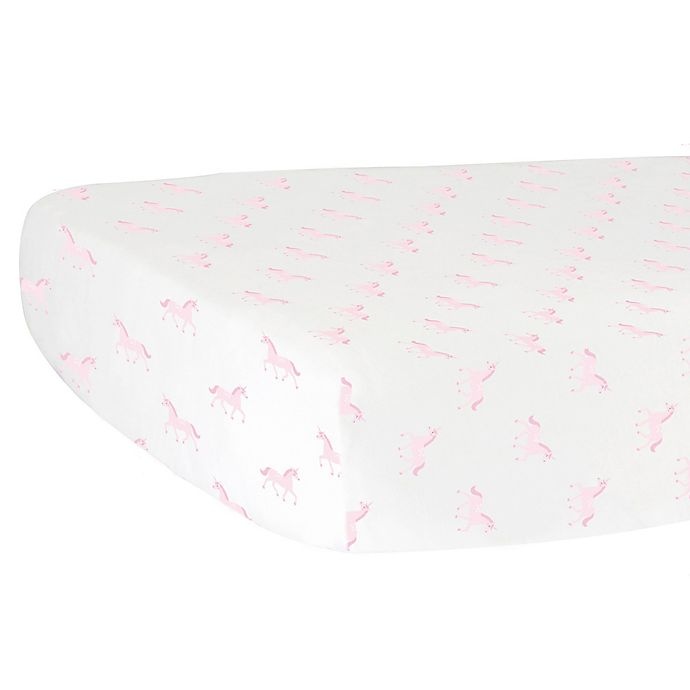 slide 1 of 1, Hello Spud Unicorn Organic Cotton Mini Fitted Crib Sheet - Pink, 1 ct