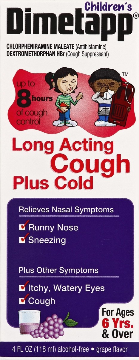 slide 4 of 4, Dimetapp Children's Long Acting Cough Plus Cold Grape Flavor, 4 fl oz