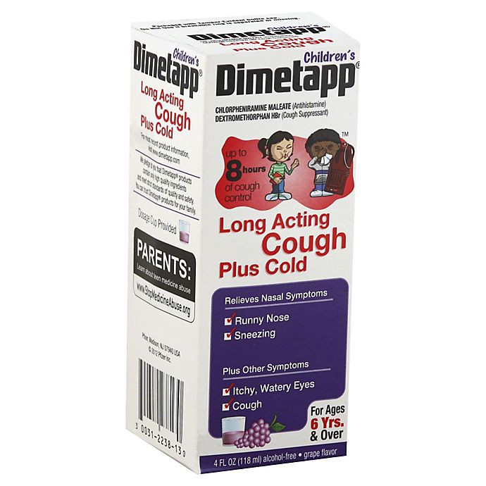 slide 1 of 4, Dimetapp Children's Long Acting Cough Plus Cold Grape Flavor, 4 fl oz